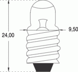 E10 9,5x24 2,2v 180ma+lent (111265)