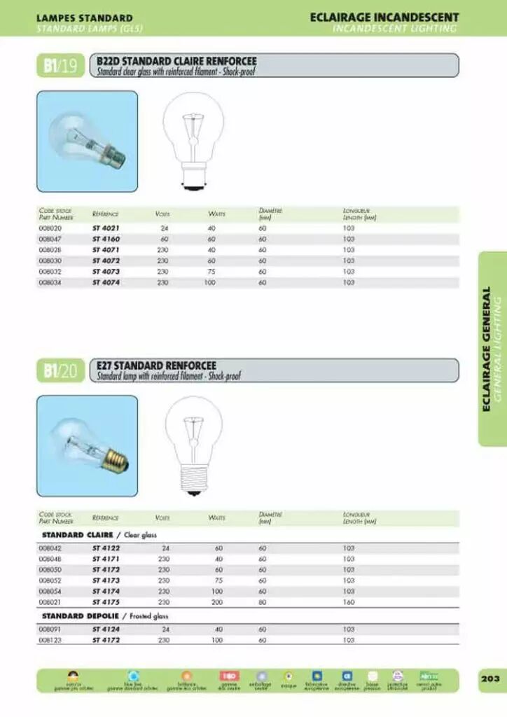 Orbitec 008091 Ampoule standard E27 std.dep 24v 40w renf PVN