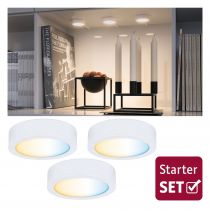 Eclairage de meubles kit Clever Connect Starter Disc Blanc dépoli 12V 3x2,1W TunableWhite 2700 K (99975)