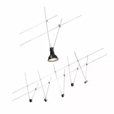 Eclairage sur cable tendu  Simple max 5x10W GU5,3 Chrome 30VA M�tal (94456)