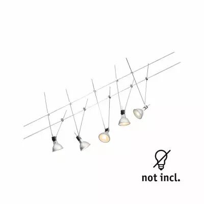 Eclairage sur cable tendu  Simple max 5x10W GU5,3 Chrome 30VA M�tal (94456)