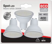 Ecowatts - Spot GU10 (3pcs) LED W 3000K 400Lm 100° Opaline (998676) équivalent 50 watts