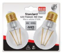 Ecowatts - Standard A60 Filament LED (2 Pcs) 4W E27 2700K 440Lm Claire (998654)