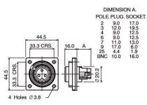 Embase a bride etanche ip 68 standard femelle 6 contacts