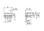 Embase male horizontal 2pts pas=3,5 carre