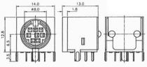 Embase mini din blindee femelle 6 poles