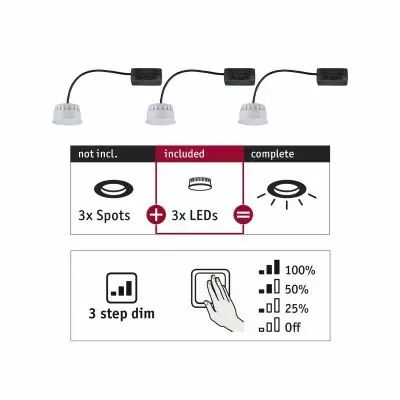 Encastr� Choose Coin x3 3-Step-Dim 3x6W 470lm 2700K 230V 51mm (92473)