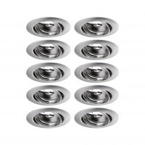 Encastré LED Base rond max. 10x10W GU10 Acier brossé (93399)