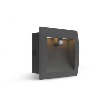 ENCASTRE MURAL 6W IP65 ALU + VERRE 140X140MM + DETECTEUR IR (100806)
