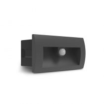 ENCASTRE MURAL 6W IP65 ALU + VERRE 140X70MM + DETECTEUR IR (100805)
