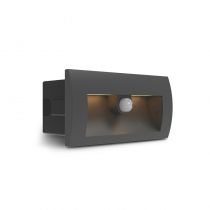 ENCASTRE MURAL 6W IP65 ALU + VERRE 140X70MM + DETECTEUR IR (100805)
