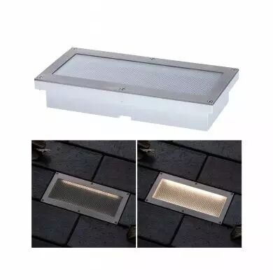 Encastr� sol solaire Aron 80lm 100x200mm avec veilleuse inox/plastique noir (94239)