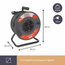 ENROULEUR 50 m - 3G1.5 - 4 PRISES (ECR50N3)