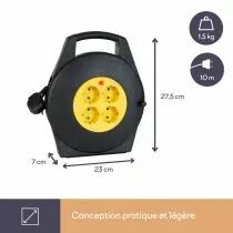 Enrouleur de c&acirc;ble 10 m - 3g1.5 - 4 prises (ECR10-G)