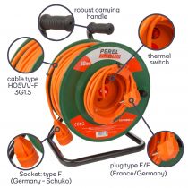 Enrouleur De Câble Pour Jardin 50 M - 3G1.5 Schuko (EGCR50N2-G)
