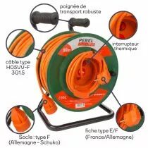 Enrouleur De C&acirc;ble Pour Jardin 50 M - 3G1.5 Schuko (EGCR50N2-G)