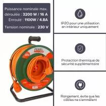 ENROULEUR POUR JARDIN 50 m - 3G1.5 (EGCR50N2)