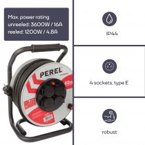 ENROULEUR PROFESSIONNEL NÉOPRÈNE - 40 m - 3G2.5 - 4 PRISES (ECR40NP25N)