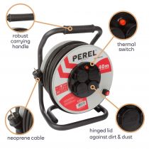 ENROULEUR PROFESSIONNEL NÉOPRÈNE - 40 m - 3G2.5 - 4 PRISES (ECR40NP25N)