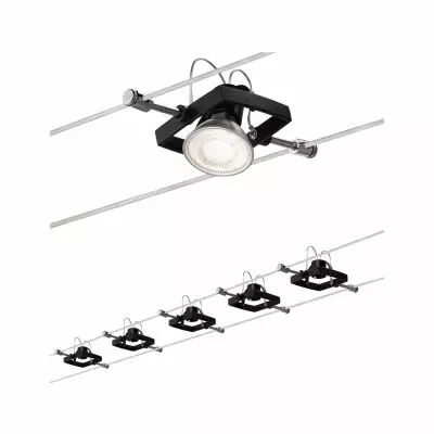 Ens. Wire System MacII max 5x10W GU5,3 noir mat 230/12V m�tal plastique (94290)