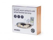 ENSEMBLE DE FLEXIBLE LED, CONTRÔLEUR ET ALIMENTATION - 300 LED - 5 m - 12 VCC - BLANC CHAUD & BLANC NEUTRE