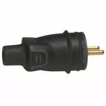 Fiche 2P+T 16 A caoutchouc sortie droite - IP 44 IK 08 c�ble �2,5 mm�
