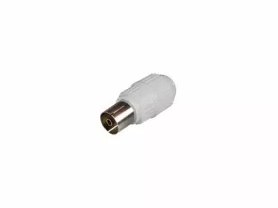 FICHE COAX FEMELLE TV 9.5mm / 2.3mm PLASTIQUE BLANC