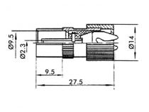 Fiche coax femelle tv 9.5mm/2.3mm metallique (CV006)