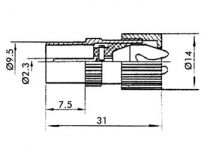 Fiche coax male tv 9.5mm/2.3mm metallique (CV005)