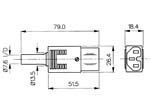 Fiche droite femelle 2 poles +  terre haute temperature blanche