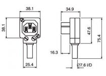 Fiche iec coudee male 2 poles +  terre 4 position