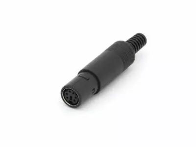 Fiche mini-din femelle 6 broches - noir (CA091)