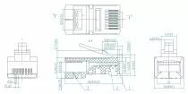 Fiche modulaire rj45 8p8c pour cables ronds blindes (8P8CRS)