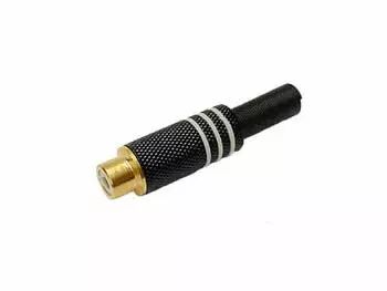 Fiche rca femelle - contact dore - boitier noir metallique - blanc (CA062W)