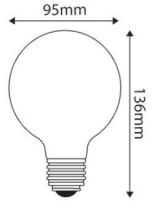Globe D95 Filament LED \ Calotte Argentée\  8W E27 2700K 950Lm Dimmable (15649)