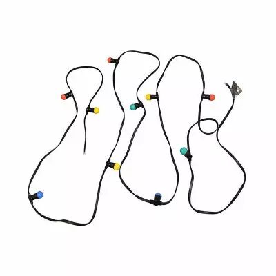 GUIRLANDE FORAINE CABLE PLAT NOIR 10M 10 DOUILLES B22 + AMPOULES (51030)
