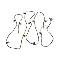 GUIRLANDE FORAINE CABLE PLAT NOIR 10M 10 DOUILLES B22 + AMPOULES (51030)