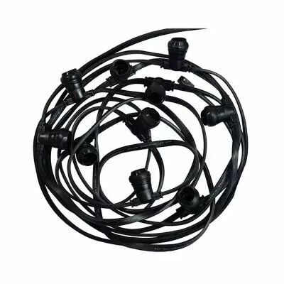 GUIRLANDE FORAINE CABLE PLAT NOIR 10M 20 DOUILLES E27 (51011)