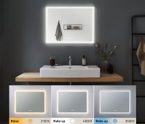 HomeSpa Miroir lumineux LED Mirra IP44 White Switch 2700lm 230V 22W Chrome/Blanc (93013)