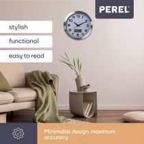 Horloge Murale  En Aluminium Avec Écran Lcd Et Thermomètre, Hygromètre & Prévisions Météo - Ø 35 Cm (WC102)