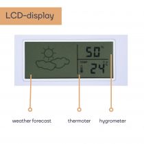 Horloge Murale  En Aluminium Avec Écran Lcd Et Thermomètre, Hygromètre & Prévisions Météo - Ø 35 Cm (WC102)