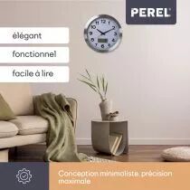 Horloge Murale  En Aluminium Avec &Eacute;cran Lcd Et Thermom&egrave;tre, Hygrom&egrave;tre & Pr&eacute;visions M&eacute;t&eacute;o - &Oslash; 35 Cm (WC102)