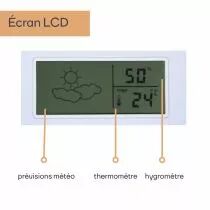 Horloge Murale  En Aluminium Avec &Eacute;cran Lcd Et Thermom&egrave;tre, Hygrom&egrave;tre & Pr&eacute;visions M&eacute;t&eacute;o - &Oslash; 35 Cm (WC102)
