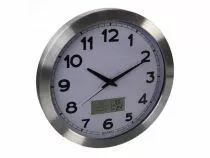 Horloge Murale  En Aluminium Avec &Eacute;cran Lcd Et Thermom&egrave;tre, Hygrom&egrave;tre & Pr&eacute;visions M&eacute;t&eacute;o - &Oslash; 35 Cm (WC102)