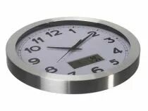 Horloge Murale  En Aluminium Avec &Eacute;cran Lcd Et Thermom&egrave;tre, Hygrom&egrave;tre & Pr&eacute;visions M&eacute;t&eacute;o - &Oslash; 35 Cm (WC102)