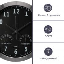 Horloge Murale  En Aluminium Avec Thermomètre & Hygromètre - Ø 35.5 Cm (WC118)