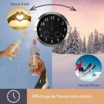 Horloge Murale  En Aluminium Avec Thermom&egrave;tre & Hygrom&egrave;tre - &Oslash; 35.5 Cm (WC118)