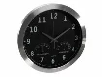 Horloge Murale  En Aluminium Avec Thermom&egrave;tre & Hygrom&egrave;tre - &Oslash; 35.5 Cm (WC118)