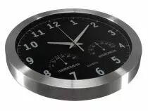 Horloge Murale  En Aluminium Avec Thermom&egrave;tre & Hygrom&egrave;tre - &Oslash; 35.5 Cm (WC118)