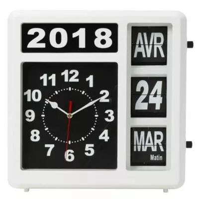 Horloge Murale � Chiffres Sautants Avec Calendrier - 31 X 31 Cm - Fran�ais (WC107)